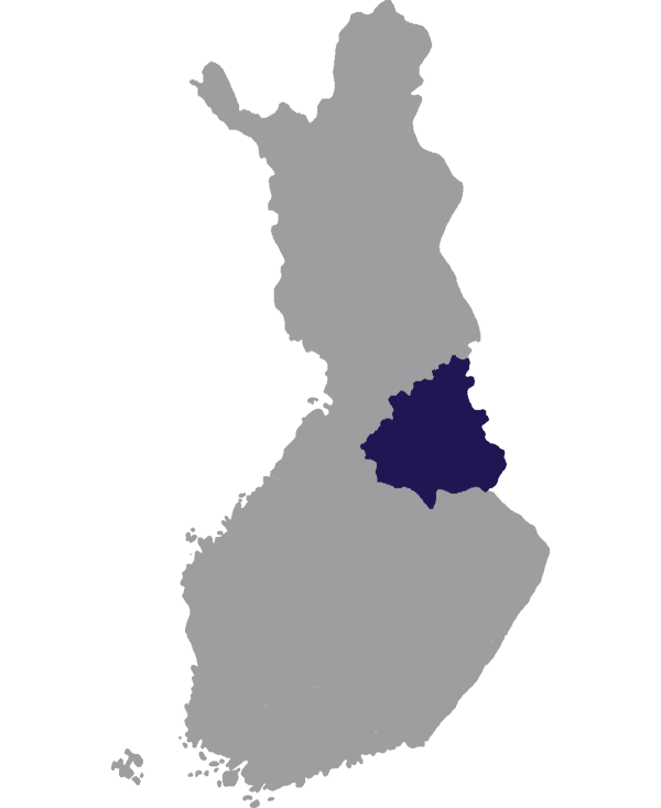 Landkaart Finland grijs met regio Kainuu donkerblauw op transparante achtergrond - 600 * 733 pixels